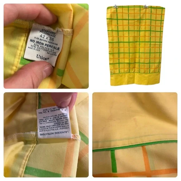 VTG 1970s JP Stevens Percale Bright Retro Yellow Full Bed Linens Sheet Set of 3 - Picture 2 of 4